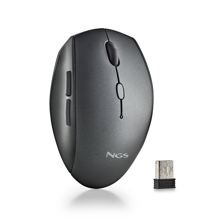 NGS Bee Black Ratón Inalámbrico Ergonómico Negro