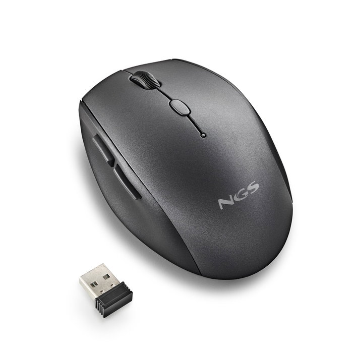 NGS Bee Black Ratón Inalámbrico Ergonómico Negro