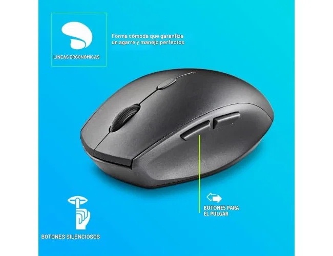 NGS Bee Black Ratón Inalámbrico Ergonómico