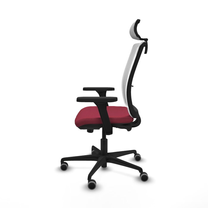 PIQUERAS Y CRESPO Silla de oficina Haches con mecanismo Sincro/Traslack, Granate y Blanco PIQUERAS Y CRESPO Silla de oficina Haches con mecanismo Sincro/Traslack, Granate y Blanco