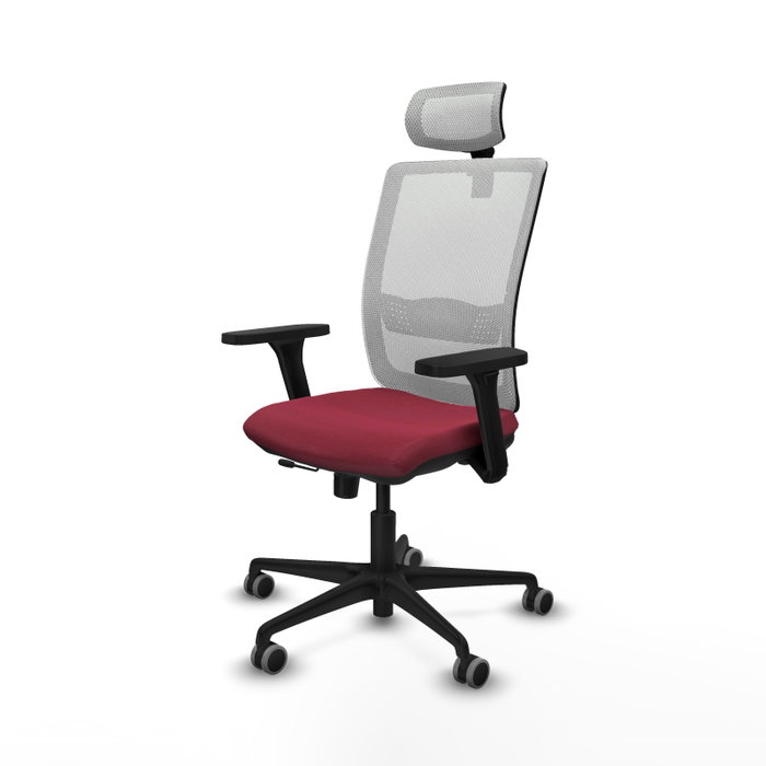 PIQUERAS Y CRESPO Silla de oficina Haches con mecanismo Sincro/Traslack, Granate y Blanco PIQUERAS Y CRESPO Silla de oficina Haches con mecanismo Sincro/Traslack, Granate y Blanco