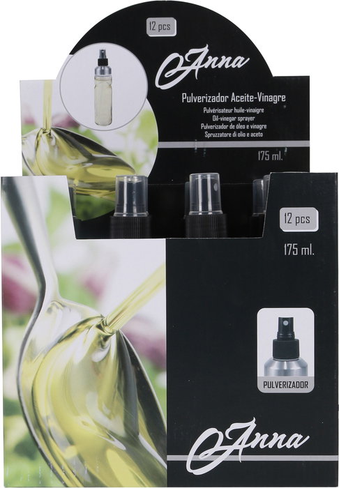 Anna Aceitera-Vinagrera Spray 175 ml con Medidas 4.6x4.6x19.5 cm (12 Unidades)
