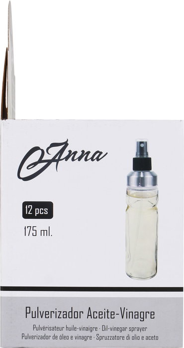 Anna Aceitera-Vinagrera Spray 175 ml con Medidas 4.6x4.6x19.5 cm (12 Unidades)