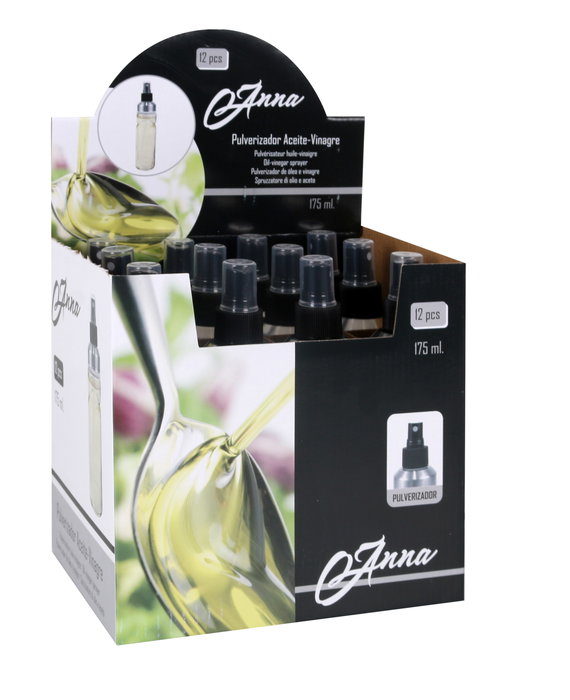 Anna Aceitera-Vinagrera Spray 175 ml con Medidas 4.6x4.6x19.5 cm (12 Unidades)