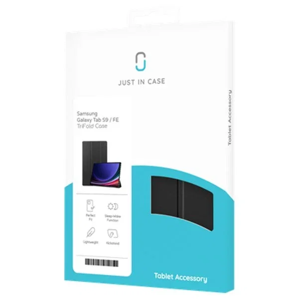 Just In Case Funda Smart Tri-Fold para Samsung Galaxy Tab S9/S9 FE, Negro