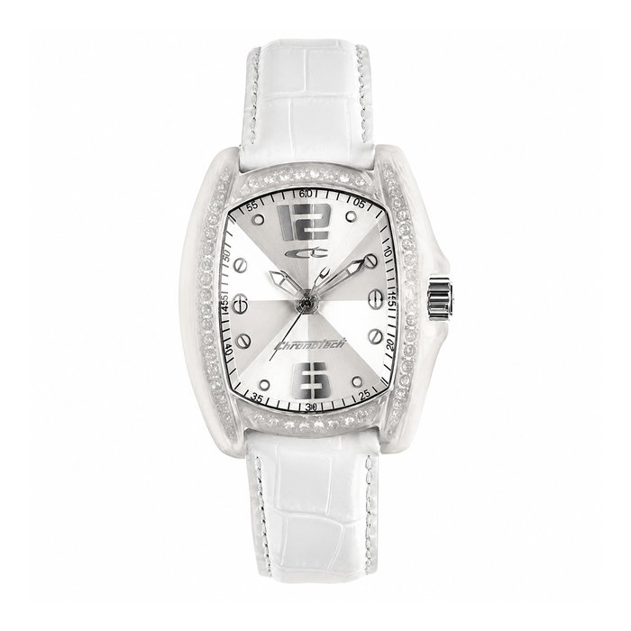 Chronotech RW0002 con correa de cuero blanco y esfera gris Chronotech RW0002 con correa de cuero blanco y esfera gris