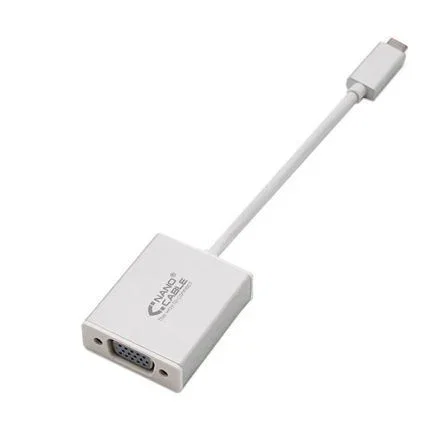 Nanocable Conversor USB-C a VGA, USB-C Macho a VGA Hembra, Aluminio, 10 cm, Gris Nanocable Conversor USB-C a VGA, USB-C Macho a VGA Hembra, Aluminio, 10 cm, Gris