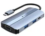 Leotec LEDS04 Docking Station 7 en 1, Base para Portátil USB-C con Power Delivery 100W, HDMI, VGA, USB 3.0, USB 2.0 y Salida Audio 3.5 mm, Gris