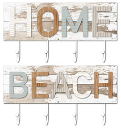 DKD Home Decor Perchero de Pared de Madera y Metal Beach (Pack de 2, Surtido)