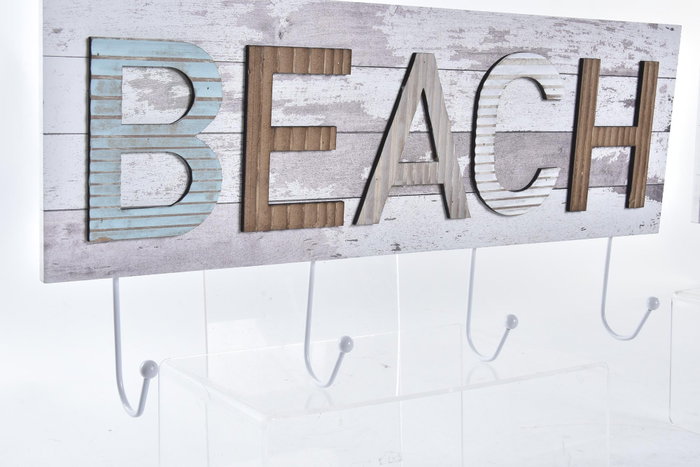 DKD Home Decor Perchero de Pared de Madera y Metal Beach (Pack de 2, Surtido)