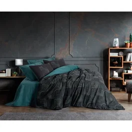 Juego de cama 1 funda nórdica 220x240 cm + 2 fundas de almohada 60x60 cm - 100% Algodón - Azul - ASI8684282420668