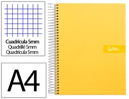 Liderpapel Cuaderno Espiral A4 Micro Crafty Amarillo 120 Hojas 90g Cuadro 5mm