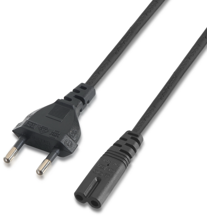 Aisens Cable de Alimentación Forma 8 CEE 7/16 Macho a C7 Hembra Negro 1,5m Aisens Cable de Alimentación Forma 8 CEE 7/16 Macho a C7 Hembra Negro 1,5m