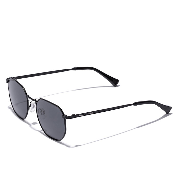 Hawkers SIXGON #black Gafas de Sol Redondas de Acero Inoxidable para Adultos con Filtro UV400 Color Negro