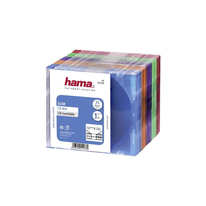 Hama Pack de 25 cajas ultra finas para CD Slim Box Colores