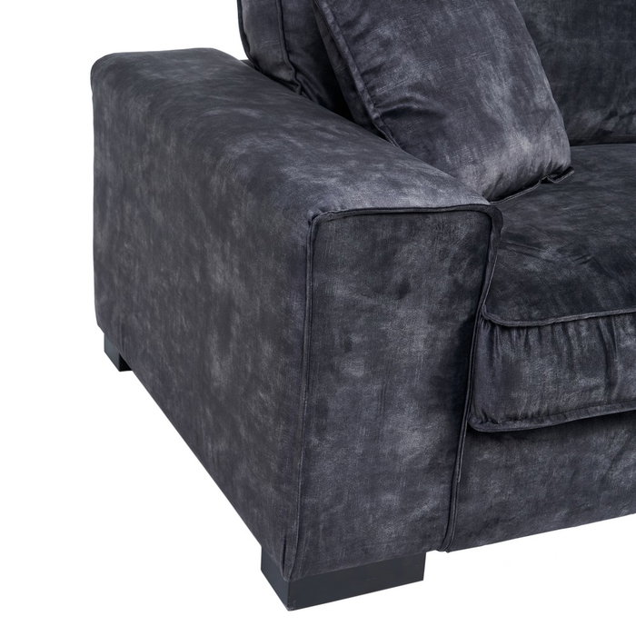 Sofá 3 Plazas Gris Oscuro Tejido Salón 230 X 93 X 97 cm Sofá 3 Plazas Gris Oscuro Tejido Salón 230 X 93 X 97 cm