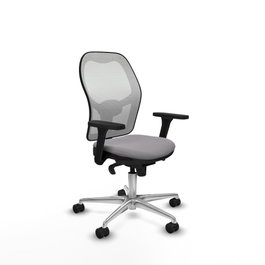 PIQUERAS Y CRESPO Silla de oficina Jorquera con mecanismo Sincro, Similpiel Gris y Malla Blanca