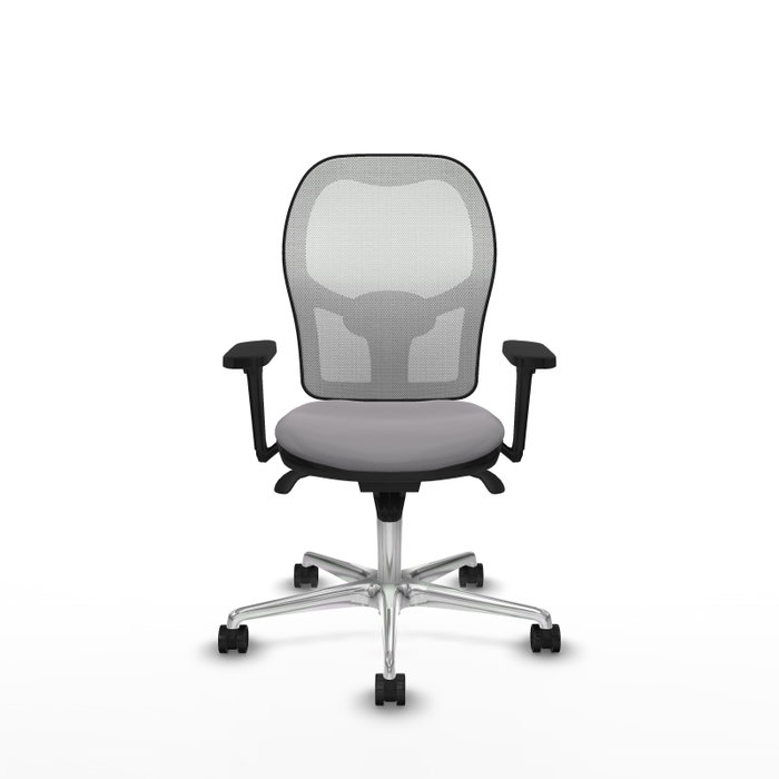 PIQUERAS Y CRESPO Silla de oficina Jorquera con mecanismo Sincro, Similpiel Gris y Malla Blanca