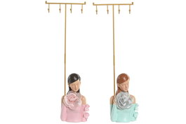 DKD Home Decor Joyero Rosa Verde 6 x 36 x 14 cm (2 Unidades)