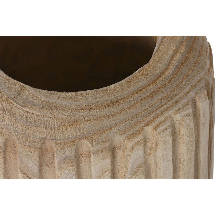 DKD Home Decor Jarrón de Madera de Paulownia Tallada Natural