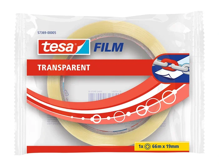 Tesa Cinta Adhesiva Transparente de Polipropileno, Alta Resistencia y Adhesión Fuerte, 66 m x 19 mm Tesa Cinta Adhesiva Transparente de Polipropileno, Alta Resistencia y Adhesión Fuerte, 66 m x 19 mm