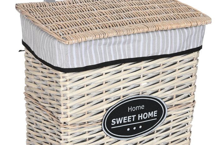 DKD Home Decor Set de 5 Cestas para la Ropa de Mimbre y Tela, Natural