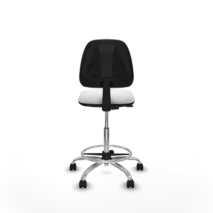 PIQUERAS Y CRESPO Taburete Isso CP bali blanco sin brazos base cromada ruedas nailon 50mm