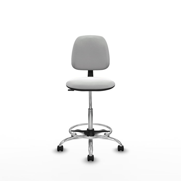 PIQUERAS Y CRESPO Taburete Isso CP bali blanco sin brazos base cromada ruedas nailon 50mm