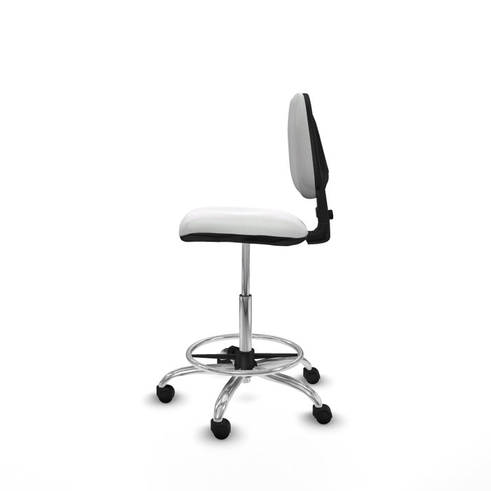 PIQUERAS Y CRESPO Taburete Isso CP bali blanco sin brazos base cromada ruedas nailon 50mm