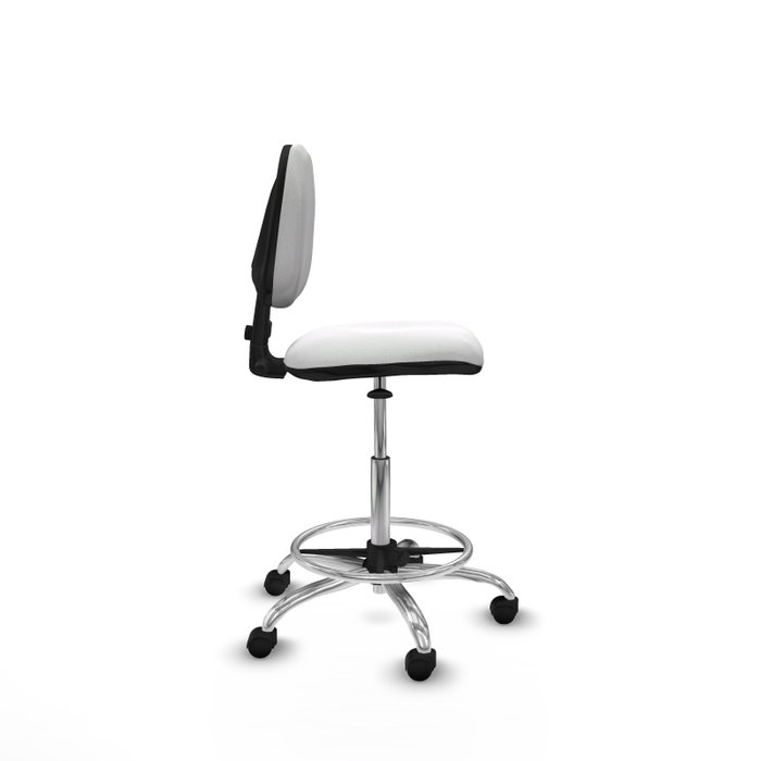 PIQUERAS Y CRESPO Taburete Isso CP bali blanco sin brazos base cromada ruedas nailon 50mm