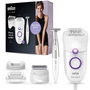 Braun Silk-épil 5 5-825 Power Epilador Eléctrico con 28 Pinzas MicroGrip, Blanco y Púrpura