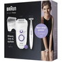 Braun Silk-épil 5 5-825 Power Epilador Eléctrico con 28 Pinzas MicroGrip, Blanco y Púrpura