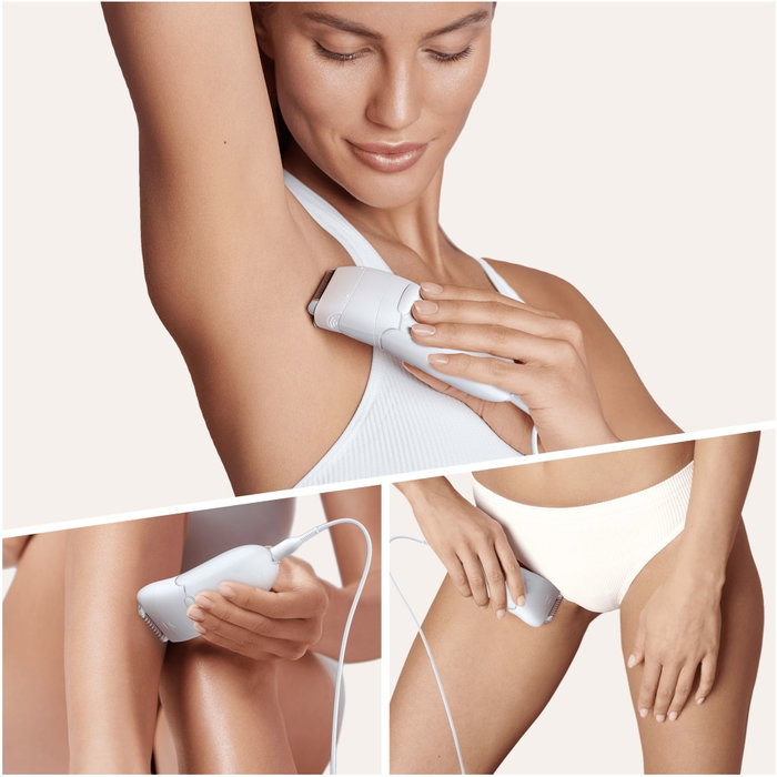 Braun Silk-épil 5 5-825 Power Epilador Eléctrico con 28 Pinzas MicroGrip, Blanco y Púrpura
