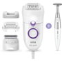 Braun Silk-épil 5 5-825 Power Epilador Eléctrico con 28 Pinzas MicroGrip, Blanco y Púrpura