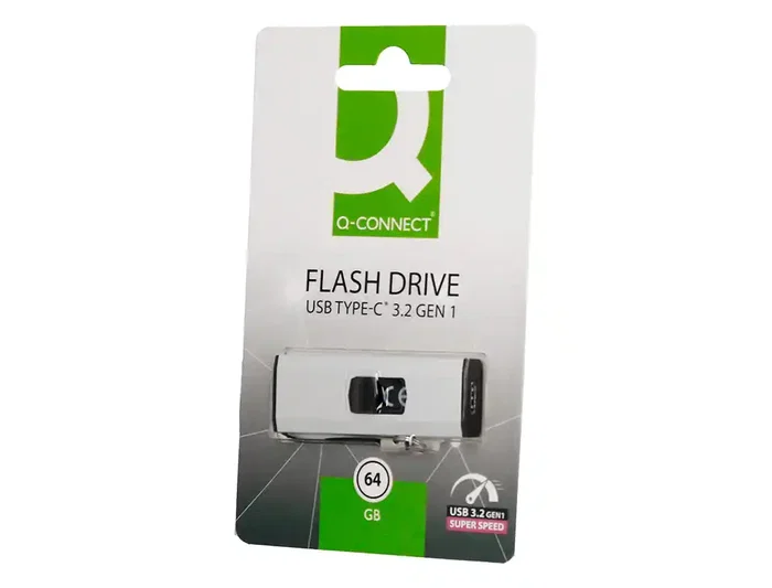 Q-connect Memoria USB Flash Drive 64 GB USB 3.2 Tipo C Plata