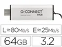 Q-connect Memoria USB Flash Drive 64 GB USB 3.2 Tipo C Plata