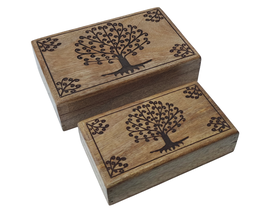 DKD Home Decor Joyero Arabe Marron 17.5 x 9 x 25 cm Set de 2 (2 Unidades)