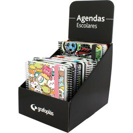 Agenda Escolar (2026-27) Grafoplas Diseño Espiral Tapa Extra Con Goma A6 D/P Surtido Expositor De 12