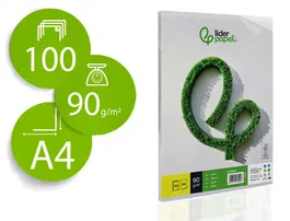 Liderpapel Papel Escritura A4 90g/m2 Liso Blanco Paquete 100 Hojas