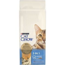 Cat Chow Pienso para Gatos 3 en 1 con Pavo e Ingredientes Naturales, 15kg