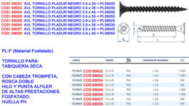 AVL Tornillo Pladur Negro 3.5 x 35 mm PL35035