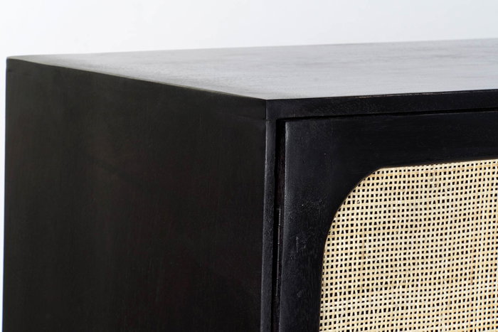 DKD Home Decor Buffet de Mango y Ratán Negro