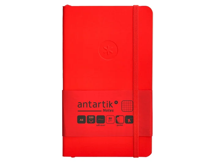 Antartik Cuaderno A6 Tapa Blanda Cuadriculado Rojo 100 Hojas 80gr FSC Antartik Notes