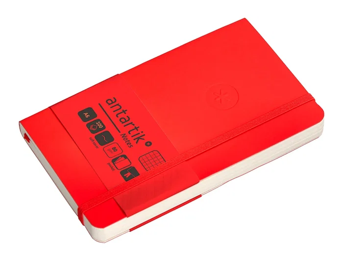 Antartik Cuaderno A6 Tapa Blanda Cuadriculado Rojo 100 Hojas 80gr FSC Antartik Notes