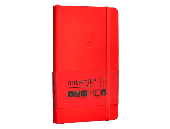 Antartik Cuaderno A6 Tapa Blanda Cuadriculado Rojo 100 Hojas 80gr FSC Antartik Notes