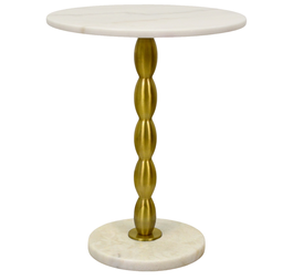 DKD Home Decor Mesita Auxiliar de Mármol y Metal Blanco y Dorado