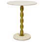 DKD Home Decor Mesita Auxiliar de Mármol y Metal Blanco y Dorado