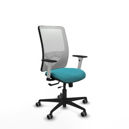 PIQUERAS Y CRESPO Silla de oficina Zulema, Tela Turquesa y Malla Blanca