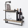 Hanah Home Boruraf019 Estantería de Tubo Hecha a Mano de Madera de Abeto y Metal, Negro y Nogal, 60x58x14 cm