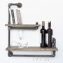 Hanah Home Boruraf019 Estantería de Tubo Hecha a Mano de Madera de Abeto y Metal, Negro y Nogal, 60x58x14 cm